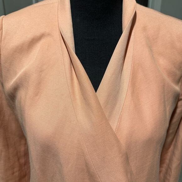 BCBG Max Azria Peach Blush Abree Draped Open Front Blazer – Effortless Elegance - Picture 7 of 8